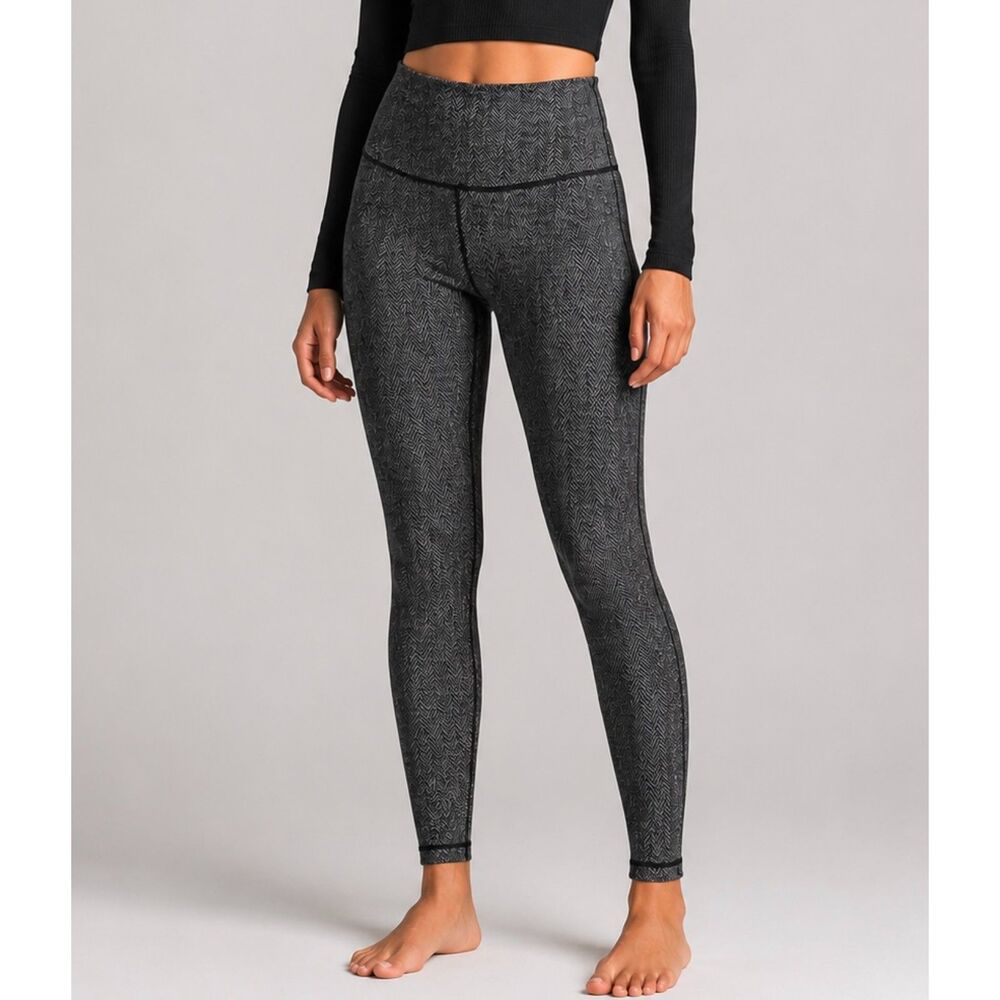 Lululemon Wunder Under Thick Knit High Rise Leggings Sz 4 Heathered Herringbone